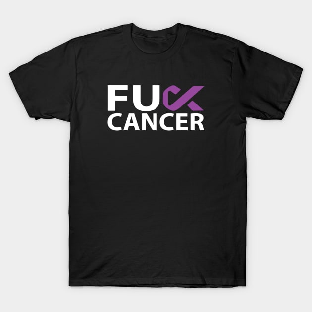 Fuck Pancreatic Cancer Purple Ribbon T-Shirt by toosweetinc